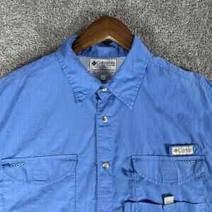 Columbia PFG Shirt Men XL Blue Vented Performance Fishing Lightweight Offshore